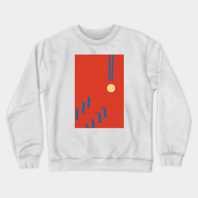 Flowy Wave - Contemporary Mid Century Art Crewneck Sweatshirt by Colorable